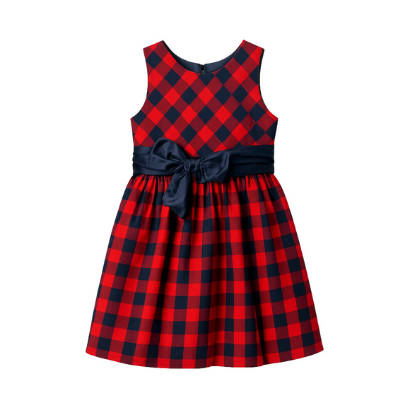 Cat & Jack Other - Cat & Jack Red and Blue Plaid Sleeveless Formal Dress with Bow Size M 7/8